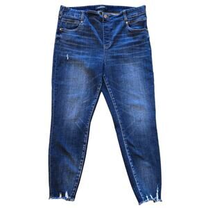Liverpool Jeans Gia Glider Plus Size 16 / 33 Distressed Skinny Crop Dark Stretch